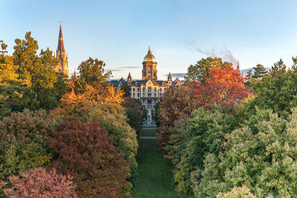 Main Building at sunrise during fall